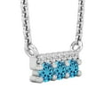 thumbnail image 2 of Dazzlingrock Collection Round White Diamond & Blue Topaz Horizontal Bar Pendant for Women with 18 Inch Gold Chain (0.05 ctw, Color I-J, Clarity I1-I2) in 14K White Gold, 2 of 4