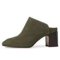 thumbnail image 2 of YDN Women Classic Chunky Clogs Mid Heels Slide Mule Slip On Closed Toe Backless Pumps Casual Loafer Dressy Shoes Size 6 Olive, 2 of 4