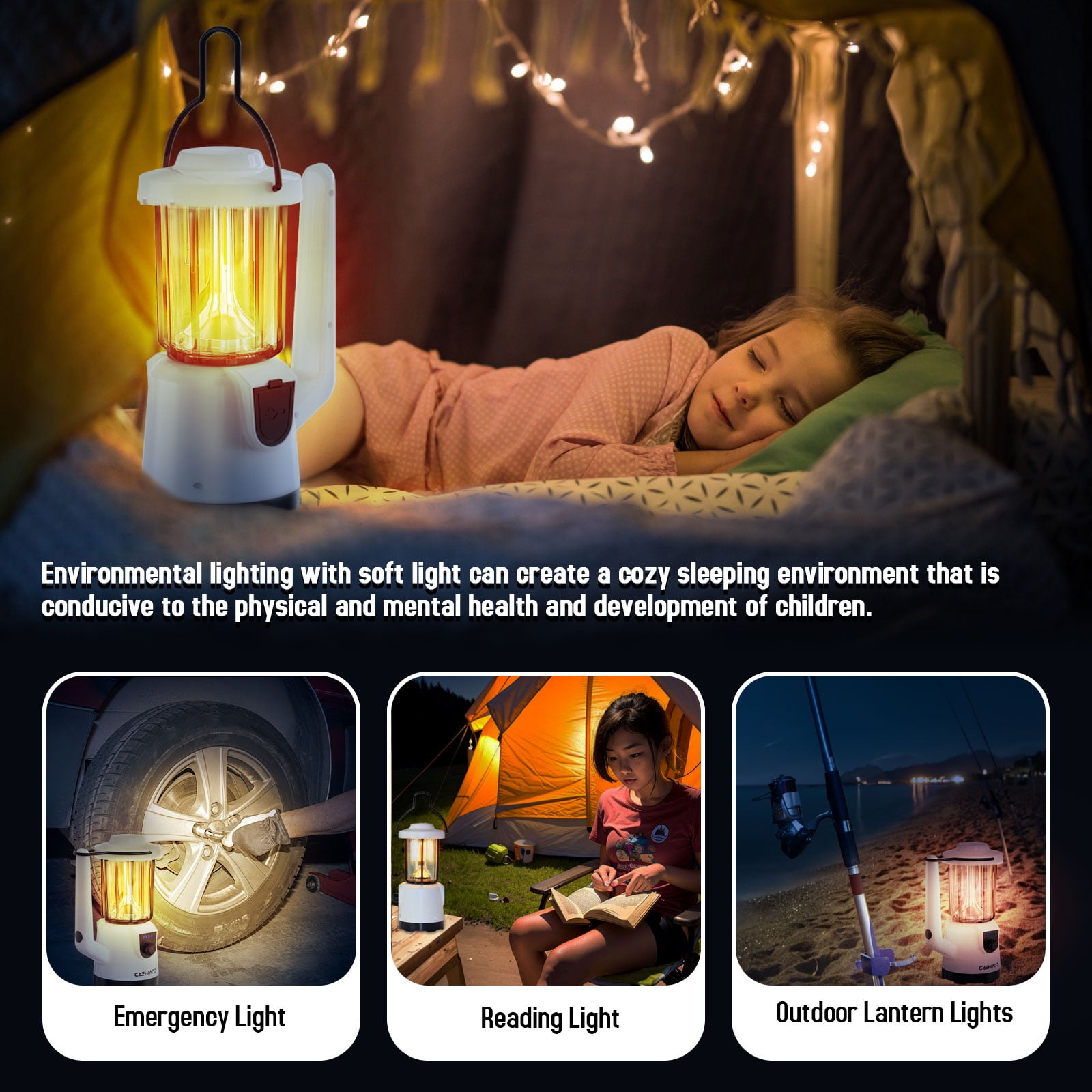 COWHERD Camping Lantern Rechargeable, Flashlight Spotlight, Bright Light for Emergency, Power Outage