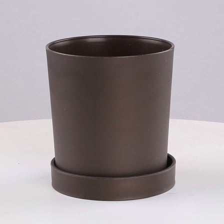 XmhyTop-A 2 Pack Brown Flower Pots, 7.7*7.7*9.6cm Small Plant Pots with Drainage, Indoor Plastic Flower Pots for Home Garden