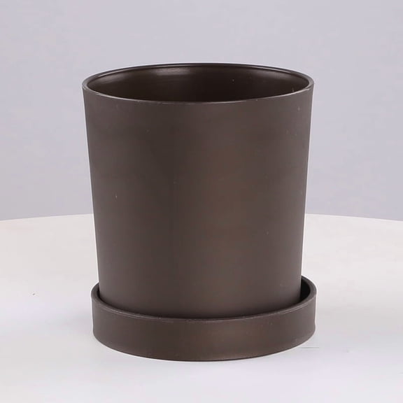 XmhyTop-A 2 Pack Brown Flower Pots, 7.7*7.7*9.6cm Small Plant Pots with Drainage, Indoor Plastic Flower Pots for Home Garden