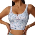 thumbnail image 2 of Lsque Blue Butterfly Printed Women'S Sports Bra, Compression, Moisture Wicking, High-Impact Sports Bra For Women,Supportive sports bra-Medium, 2 of 9