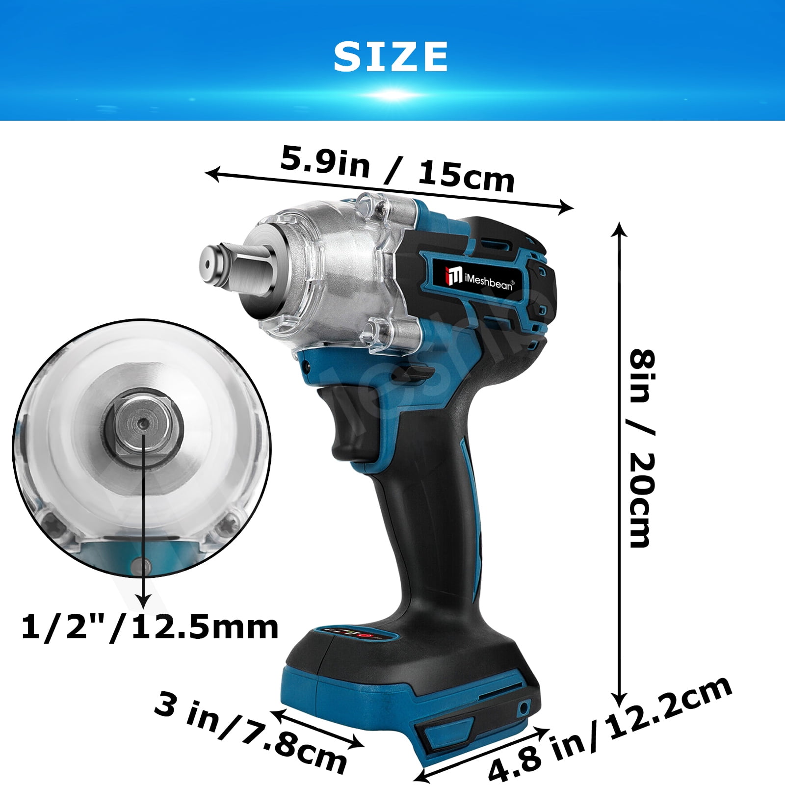 iMeshbean Cordless Impact Wrench 21V 1/2" Electric Impact Gun Kit, Screwdriver High Torque Repair And Installation Tools with 1 PACK 3.0Ah Battery & Fast Charger, 6pcs Socket