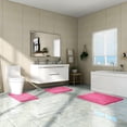 thumbnail image 2 of 3 Pieces Bathroom Rugs, Ultra Soft Non Slip Absorbent Chenille Toilet Bath Mat Set (Hot Pink), 2 of 6