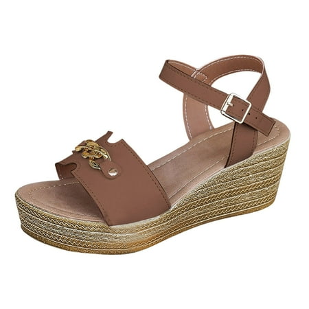 

Women s Spring/summer Fashion Leather Open Toe Wedge Sandals Casual Comfortable Outdoor Buckle Sandals Womens Sandals Size 5 Womens Bow Knotted Heeled Sandals Sandals Women Size 9 Wide Earth Spirit
