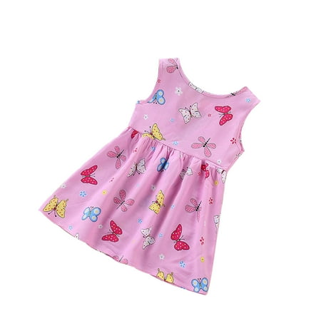 

Penkiiy Baby Girls Dress Colorful Cartoons Print Cute Seleevless Summer Frills Dress Easter Dresses for Toddler Girls 6-12 Months 2023 Summer Deal