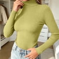 thumbnail image 2 of Wenini Women's Solid Color Turtleneck Ribbed Knit Sweater Slim Long Sleeve Pullover Top Trendy Base Layer Top, 2 of 7