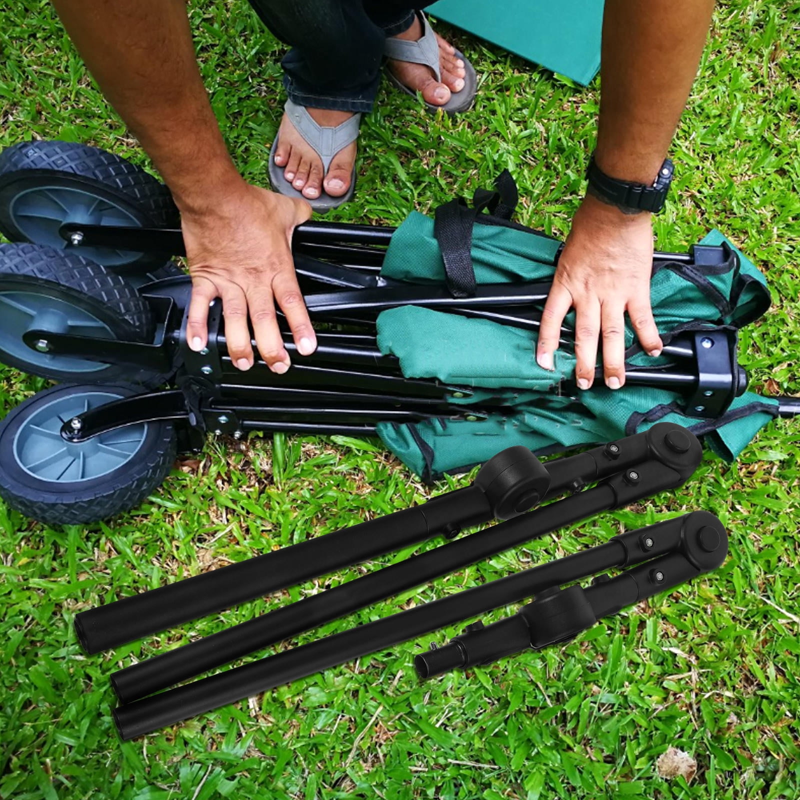Hytrove Black Camping Wagon Handle Accessory Set for Outdoor Adventures, Hiking, Picnics, and Travel Convenience