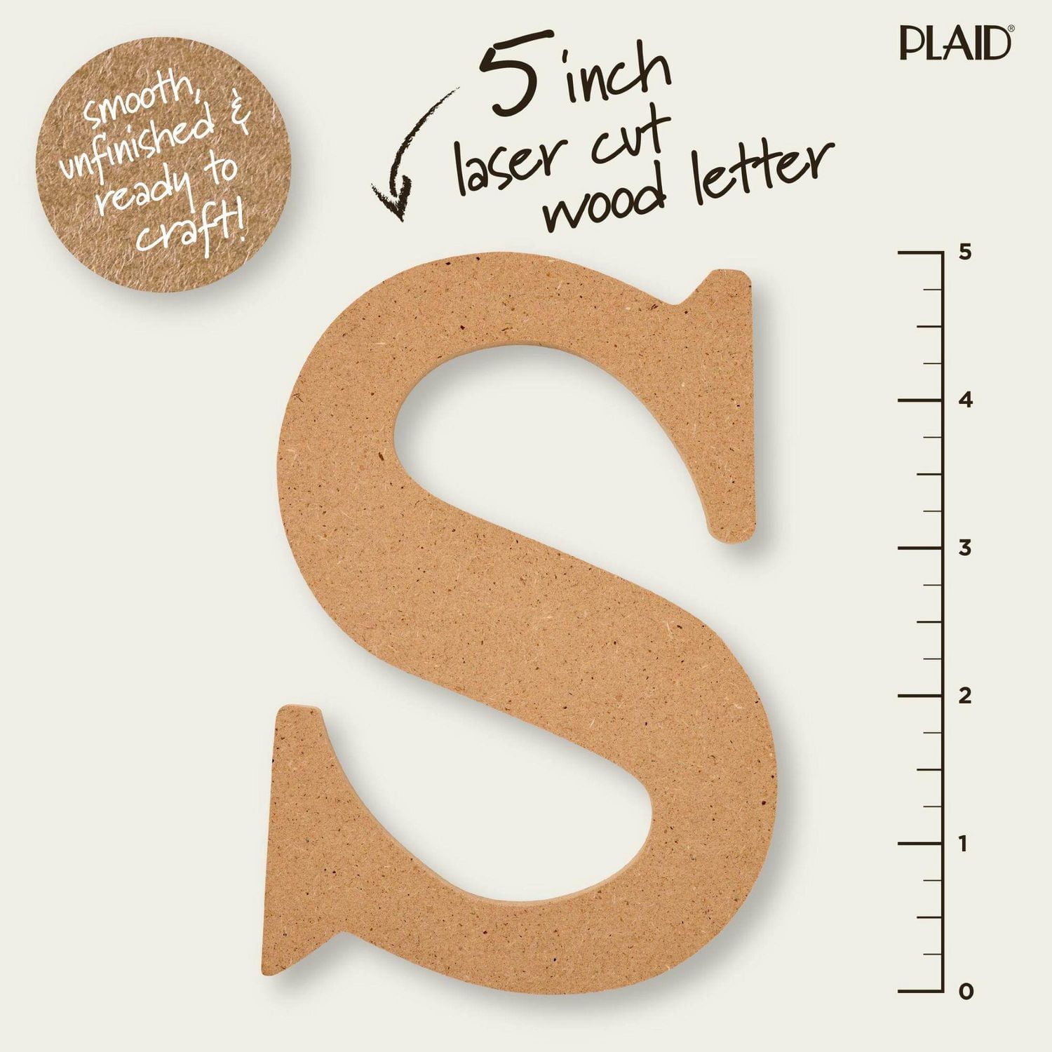 Plaid Bois Inachevé 5" Lettres