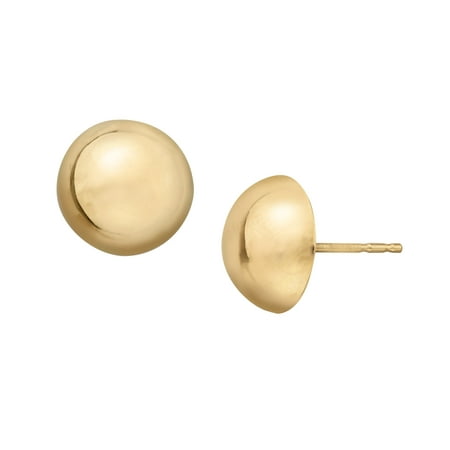 Just Gold 10 mm Simplistic Dome Stud Earrings in 14kt Gold