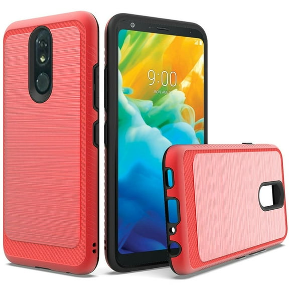 GSA Slim Brushed Hybrid Case w/Edge Design for LG Stylo 6 - Red/Black