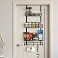 thumbnail image 6 of 3-Tier Over The Door Organizer with Baskets & Hooks - Black Metal Hanging Storage Rack for Kitchen, Bathroom, Pantry, 6 of 6