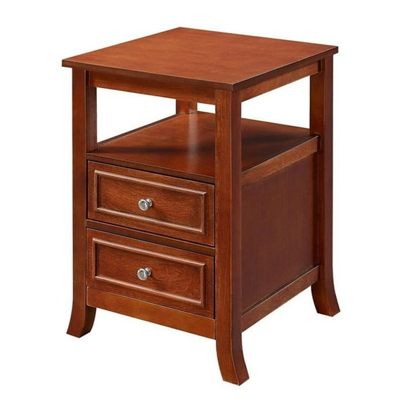 Pemberly Row Modern Square End Table in Cinnamon Wood Finish