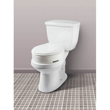 Carex Hinged Toilet Seat Riser, Adjustable, Adds 3.5 in Height, White, 300 lb Limit