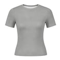 thumbnail image 5 of Womens Cotton T Shirts Basic Baby Tee Crop Tops Crewneck Slim Fit Short Sleeves Tee Summer Cute Clothes 2026, 5 of 5