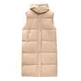 thumbnail image 4 of Winter Jackets for Women Women Long Waist Flattering Vest For Hooded Knee Length Quilted Gilet With Drawstring Ties Winter Coats for Women, 4 of 5