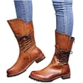 thumbnail image 4 of TIMIFIS Bottes d'Hiver Mi-Mollet pour Femmes, Bottes de Combat à Bout Rond, Bottines Mode, Cadeaux de Noël pour Femmes, 4 of 7