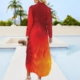thumbnail image 5 of 2024 Tie Dye Casual Dress Yellow Orange Red Spiral Street Style Dresses Long Sleeve Modern Women V Neck Design Big Size Chiffon Dress, 5 of 7