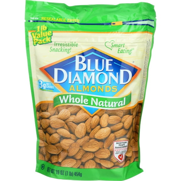 (Pack of 6) Blue Diamond Almond Whole Natural 16 Oz