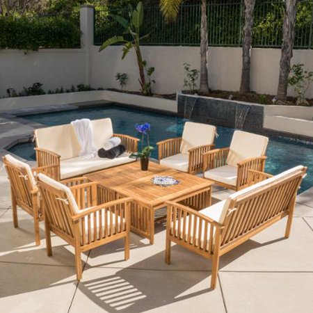 Maryann 8 Piece Outdoor Wood Sofa Conversation Set