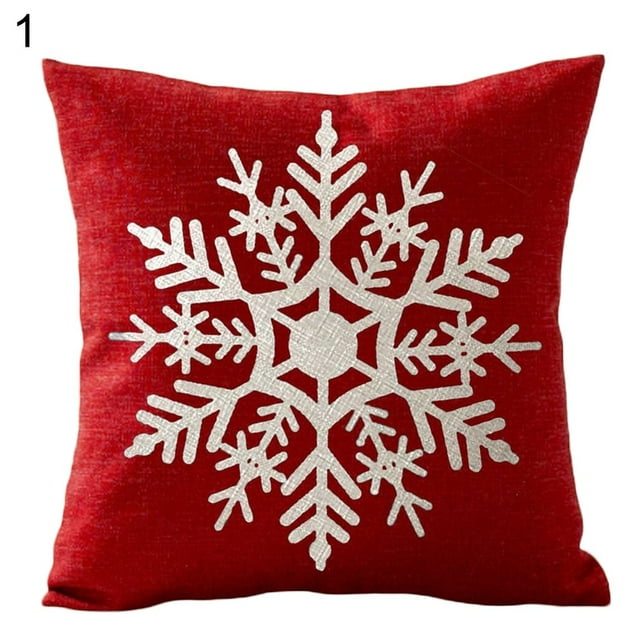 Merry Christmas Snowflake Tree Print Throw Pillow Cover Case Sofa Bed Car Decor