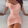 thumbnail image 2 of Vestido de manga corta delgado de color sólido con cuello en V y temperamento sexy para mujer Fridja  qw3686, 2 of 9