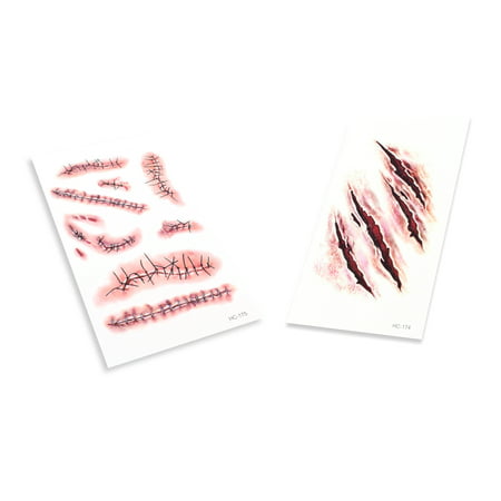 Deep Scar & Stitched Wound BLOODY MAKE-UP HALLOWEEN FANCY DRESS +Hook Y
