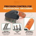 thumbnail image 3 of Double Row Dematting Rake Undercoat Deshedding Tool For Dogs And Cats  Dog Brush Shedding Long Hair Pet Mat Removal Detangling Control, 3 of 7