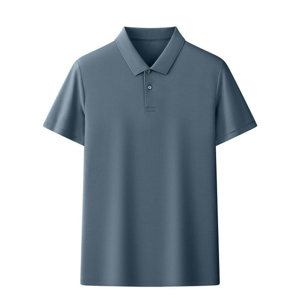 Vestido de Camiseta, Suelto Casual de Manga Corta Camisa de Solapa con Rayas, Cremallera de Punto Cuarto para Hombres