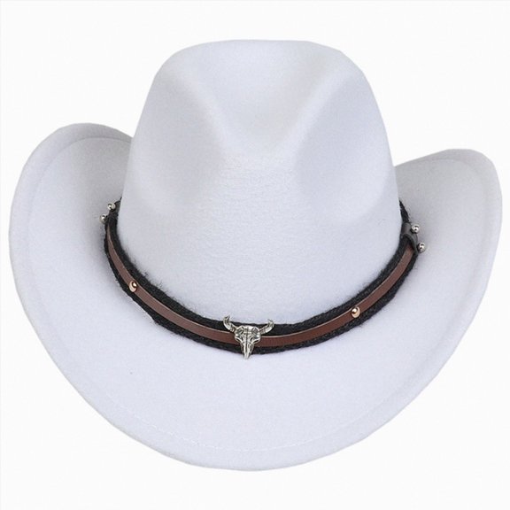 dmqupv Beach Cowboy Hat Summer Sun Protection Wide Brim Hat Children's Hat with Brim Cowboy Hat Solid Color Top Hat Wide Brimmed Hat White,3-18 Years