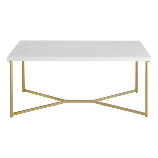WE Furniture AZF42LUXWMG Coffee Table, Faux Marble, Gold