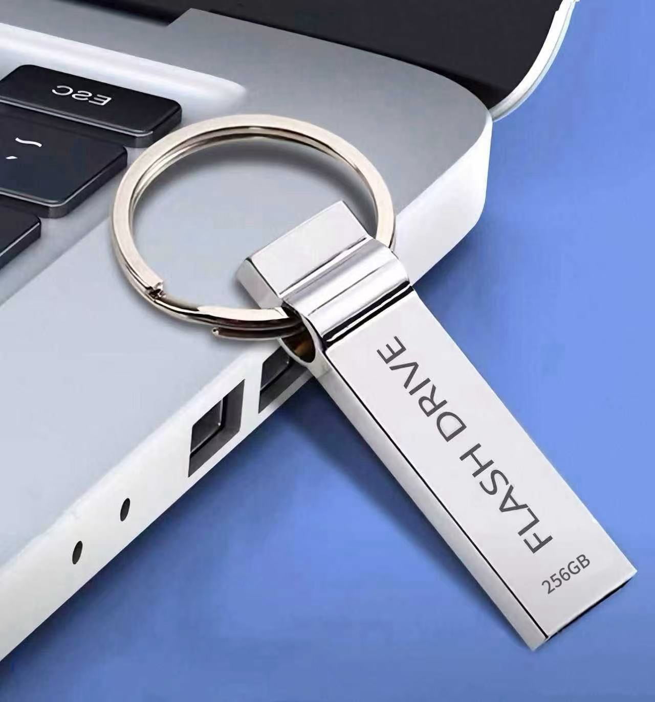 256GB USB Flash Drive Memory Stick Metal Thumb Drive with Keychain Design for Laptop Computer Tablet