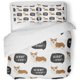 thumbnail image 1 of ABPHQTO Juego de ropa de cama de 3 piezas Perro rojo Welsh Corgi Pembroke con funda de edredón de color de dibujos animados caninos de raza negra larga con 2 fundas de almohada, 1 of 1