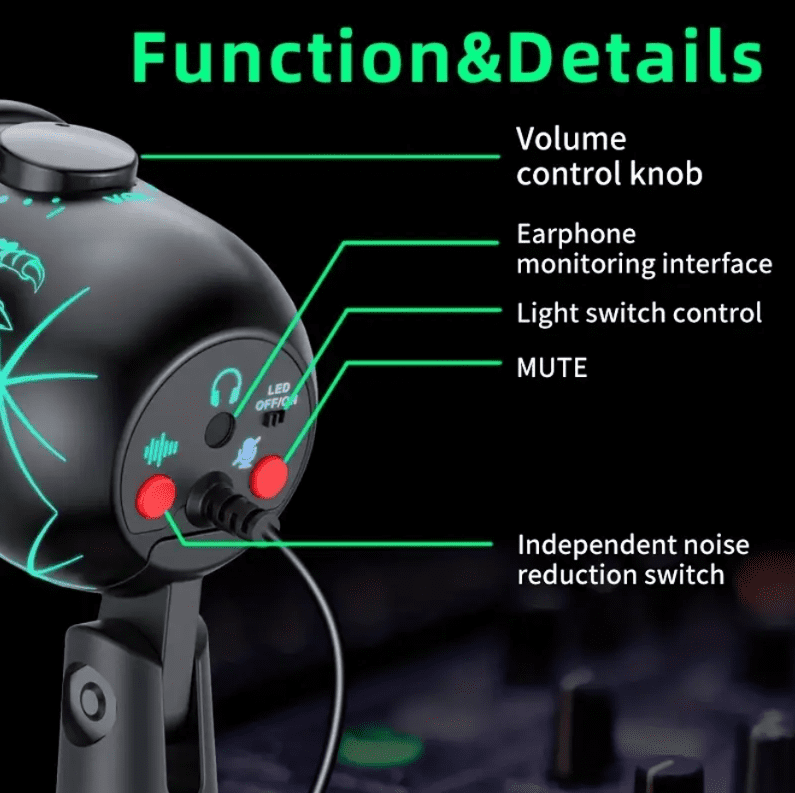 Gaming Microphone USB Computer Microphone for PC Mac PS4/5 Condenser Podcast RGB
