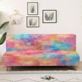 thumbnail image 3 of Xoenoiee Armless Futon Cover Futon Slipcover Couch Cover Futon Sofa Bed Cover Furniture Protector with Elastic Bottom Machine Washable, Colorful Tie-dye Stars, 3 of 8