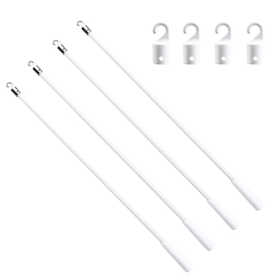 4 Pieces 17 Inch Blind Wand Replacement with Handle and Hook, White Fiberglass Vertical Blind Wand Tilt Opener Stick, Blind Sticks to Open Blinds for Windows Curtain Door