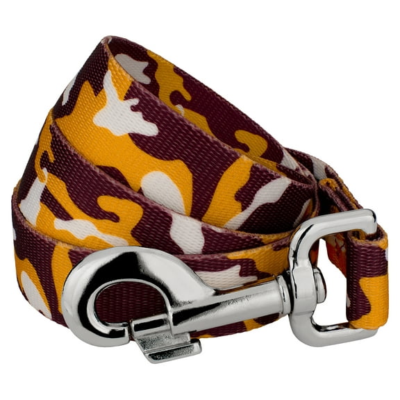 Country Brook Petz® 1/2 inch Burgundy and Gold Camo Dog Leash, 6 Foot