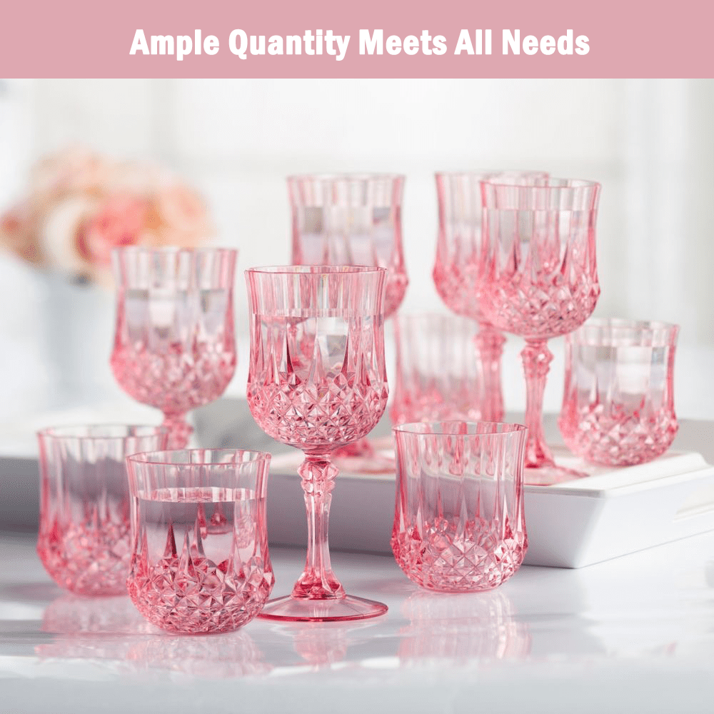 ZHURUININ Reusable Plastic Wine Glasses ，pink，7oz，24Pack