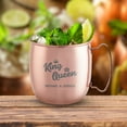 thumbnail image 4 of PERSONALIZED Round Custom Family Name Classic Moscow Mule Mug with Engraved Design and Sturdy Handle Rolled Rim, Smooth Copper Finish 16 oz, King and Queen, 4 of 6