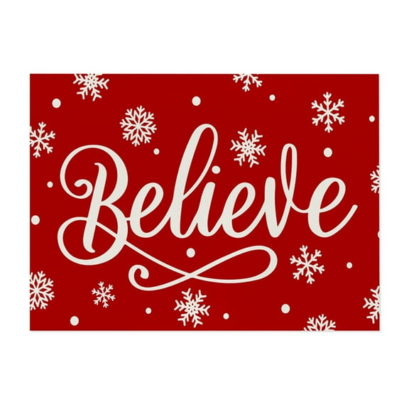 JoyMoreHome Holiday Print Christmas Cotton Linen Placemats for Dining Table,12.5x16.5 Inch Fall Placemat Xmas Rustic Vintage Christmas Washable Table Mat Kitchen Utensils Dining Decoration