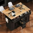thumbnail image 4 of DEALTOPS Rolling Kitchen Island Storage Cart with Power Outlet, Drop Leaf, 5 Drawers & 2 Cabinets, Black, 4 of 11