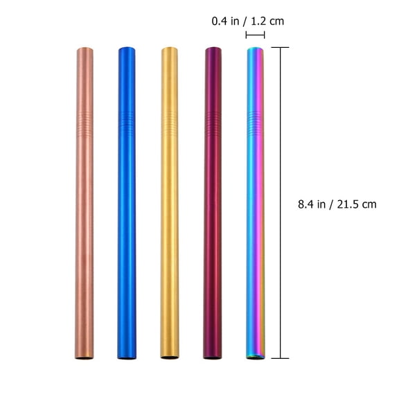 Soimiss 1Set Stainless Steel Multipurpose Straws Assorted Color Rust Proof Beverage Straws