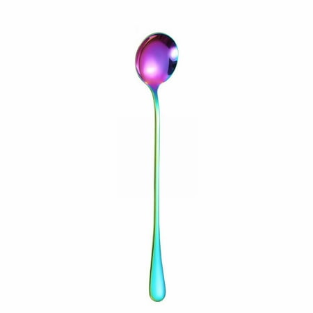 

Ongmies Dinnerware Sets Kitchen Organizers and Storage Long Handle Stainless Steel Spoon Titanium Plated 1010 Ice Tip Round Spoon Summer Ice Dessert Spoon B