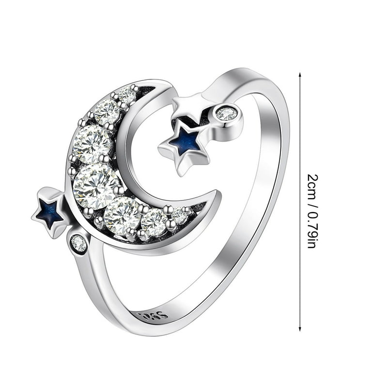 SDJMa Moon Ring Silver Crescent Moon Ring for Women Open