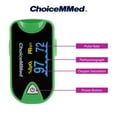 thumbnail image 5 of ChoiceMMed Dual Color OLED Finger Pulse Oximeter - Green - Blood Oxygen Saturation Monitor with Color OLED Screen Display and Included Batteries - O2 Saturation Monitor, 5 of 7