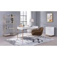 thumbnail image 5 of White High Gloss Writing Desk 47.5" with Gold Metal Base, 2-Drawer Office Desk, Contemporary Style, Home Office/Study Desk. Elegant & Durable., 5 of 5