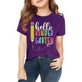 thumbnail image 4 of Big Kids Boys Back School T Shirt Rock Hand Print Casual Short Sleeve Top Clothes Purple Size 9-10T, 4 of 6