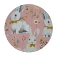 thumbnail image 4 of Orinice Rabbits Flowers Bow Tie Round Table Cover Stain Resistant Washable Indoor Outdoor Tablecloth Kitchen Dining Wedding Parties Waterproof 100% Polyester Fiber 42-46, 4 of 8