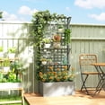 thumbnail image 2 of Outsunny Jardinière Surélevée avec Treillis et Étagères de Rangement, Gris, 2 of 10