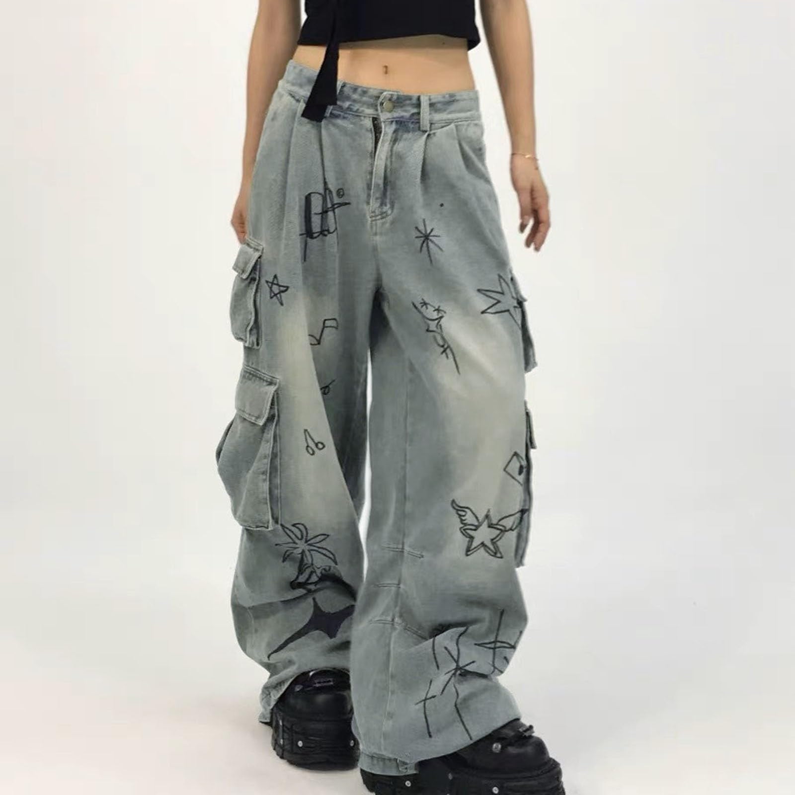 Baggy Jeans Dames Wijde Pijpen Jeans Met Elastische